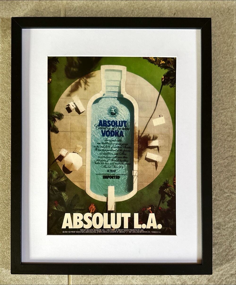 Framed 1989 Absolut L.A. Vodka Magazine Ad Swimming Pool